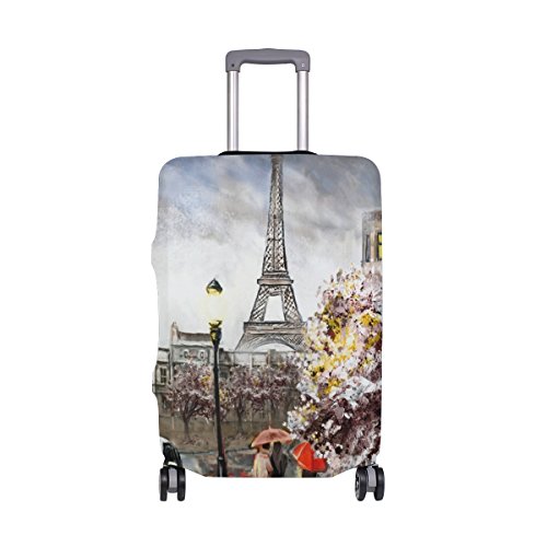 ALAZA Eiffelturm Paris Ölgemälde Gepäckabdeckung Für 18-20 Zoll Koffer Spandex Reise-Schutz