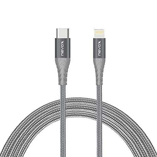 Nevox - Lightning-Kabel - USB-C (M) bis Lightning (M) - 50 cm - silbergrau - unterstützt Stromversorgung - für Apple iPad/iPhone/iPod (Lightning)