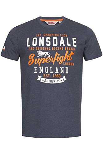 Lonsdale Men's TOBERMORY T-Shirt, Marl Navy/Orange/White, XXL