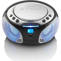 Lenco Boombox SCD-550 - Tragbar mit Discolichteffekt, FM Radio, USB Playback, Bluetooth, AUX-Eingang, Kopfhörerbuchse silber(SCD-550)