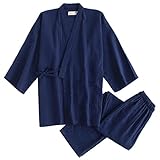 Herren Kimono-Pyjama-Anzug-Anzüge Set [Navy, M]