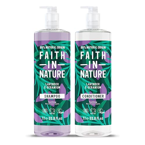 Grehge Ature 2 x 1L Natural Lavendel & Geranium Shampoo and Conditioner Set, Nourishing, Vegan & Cruelty Free, No SLS or Parabens, For Normal to Dry Hair