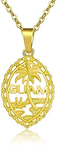 Halskette Mode mit Guam-Flaggen-Anhänger-Halskette für Männer/Frauen-Goldfarben-Ketten-Schmuck-Geschenk-Halskette mit Guam-Flaggen-Gua