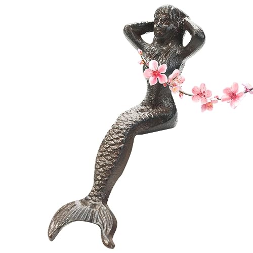 Sungmor Dekofigur aus Gusseisen, für Zuhause, Garten, hübsche kleine Maus, Eisen, antikes Braun Meerjungfrau, 1 Packung