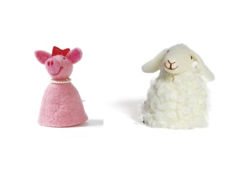 LK Trend & Style Eierwärmer aus Filz - Doppelset für das Paar liebevolle Tiere (Schwein + Schaf)