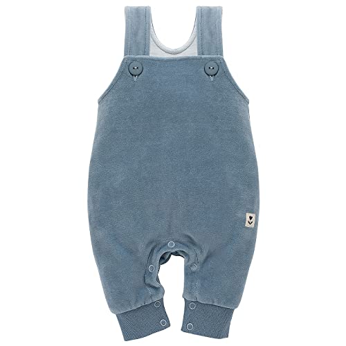 Pinokio Baby Dungarees Romantic, 80% cotton, 20 % polyester, blue velour, Girls Gr. 56-86 (74)