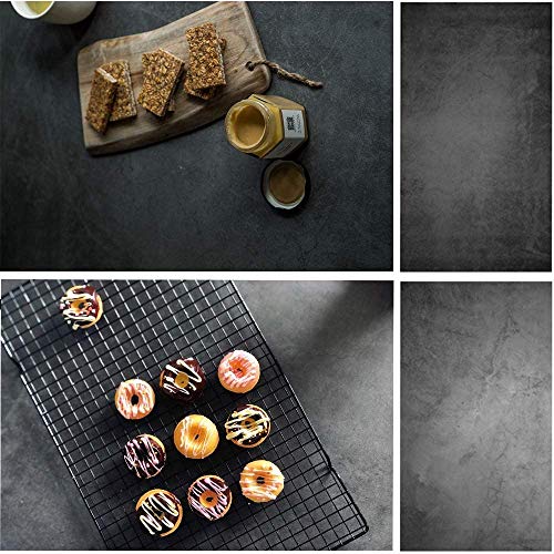 Selens 2-in-1-Hintergrund mit schwarzem Zement-Textur, Hintergrund für flache Lay & Lebensmittel-Fotostudio, Requisiten für Schmuck, Kosmetik, kleines Produkt, doppelseitiges Muster