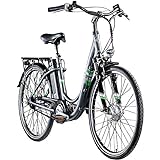 ZÜNDAPP E Bike City 28 Zoll | Elektro Fahrrad für 150-175 cm | 7 Gang Ebike Vorderrad Motor | E-Bike Elektrofahrrad mit Beleuchtung | Retro Hollandrad Green 3.7 (grau, 48 cm)