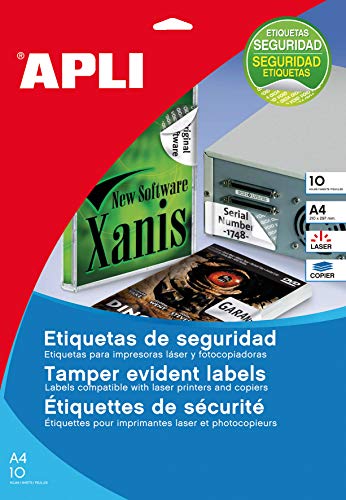 APLI 011271 240 Etiketten der Sicherheit Laser/Kopierer, 40 mm, weiß
