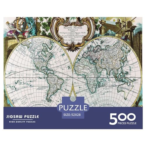 Weltkarten-Puzzle für Erwachsene, 500 Teile, Puzzles für Teenager, Kinder, kreative Puzzles, Familie, herausfordernde Spiele, Spielzeug, Geschenke, 500 Teile (52 x 38 cm)