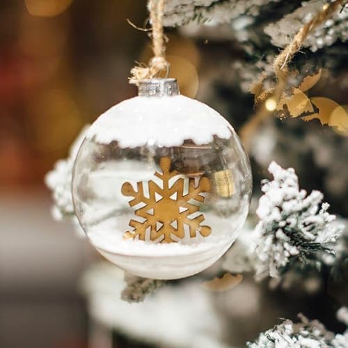 DCASA 6 Stück Glaskugel 8 cm Schneeflocke zum Dekorieren von Bäumen, Weihnachtskollektion