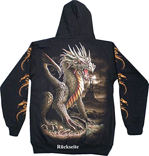 Evil Wear Herren Damen Sweatshirt schwarz mit Motiv Drache Kapuzen Pullover S-XL #6: Größe: M