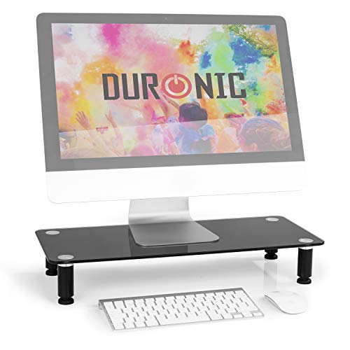 Duronic DM052-2 Bildschirmständer/Monitorständer/Notebookständer/TV Ständer/Bildschirmerhöhung/Laptop | Glas | schwarz |56cm x 24cm | 20kg Kapazität