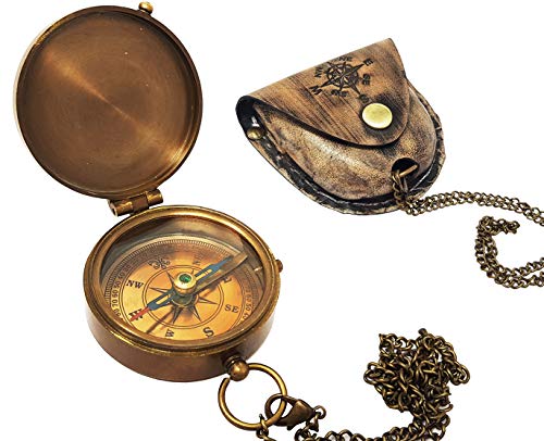Messing Nautik Kompass Replica Tasche – Dollond London mit Leder Fall antik