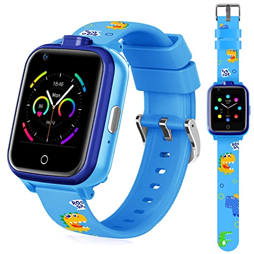 Smartwatch Kinder mit GPS und Anruf, 4G Kinder Smartwatch IP67 wasserdicht Kinderuhr mit SOS, Dual Kamera, WLAN Touchscreen Bluetooth Armbanduhr für Jungen Mädchen (Blau)