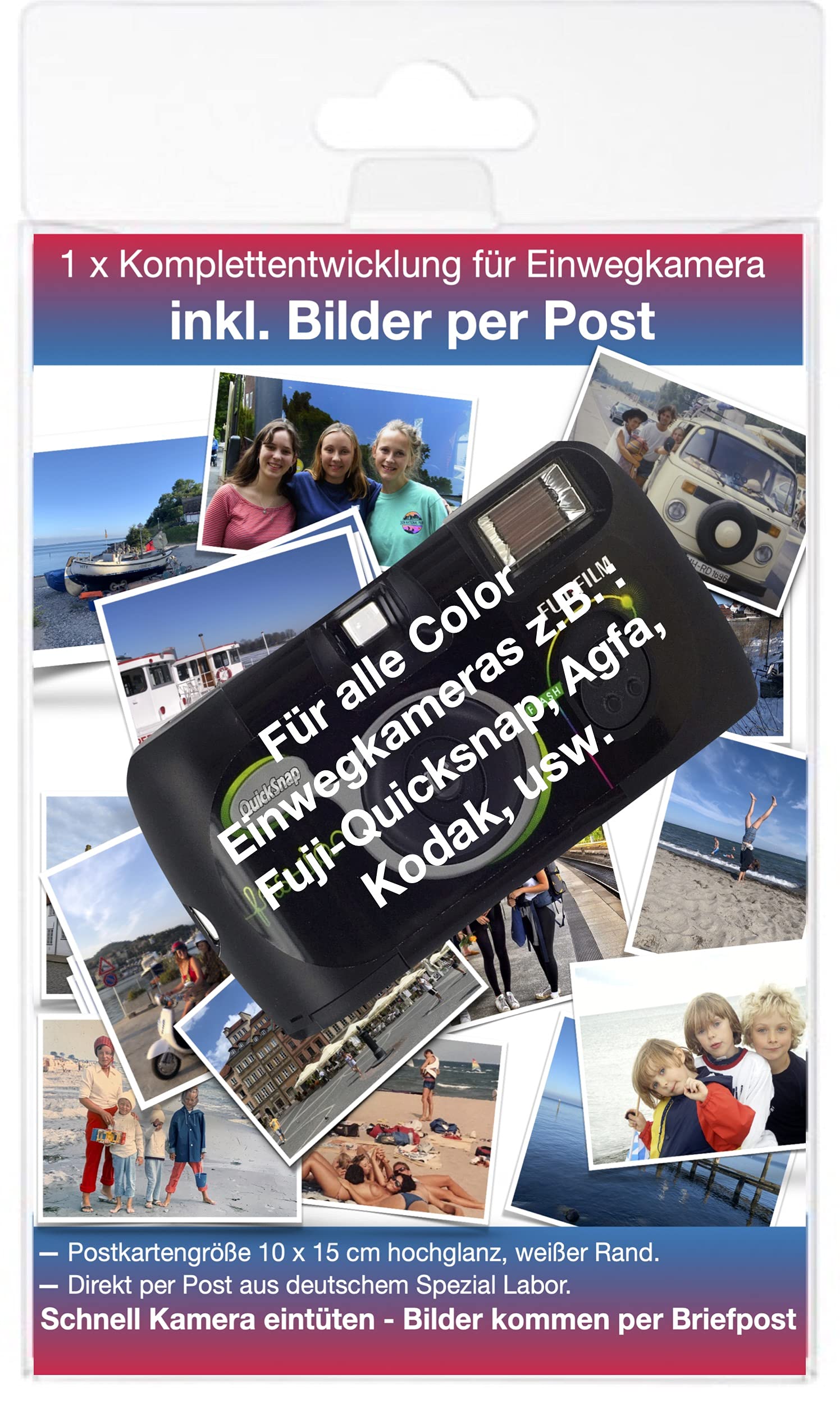 Farb Foto Komplett Entwicklung per Post - für Single Use- Einwegkamera bis zu 36 Bilder 10x15 Postkartengröße, auf Wunsch zusätzlich Daten per WE Transfer.Worldwide Shipping.