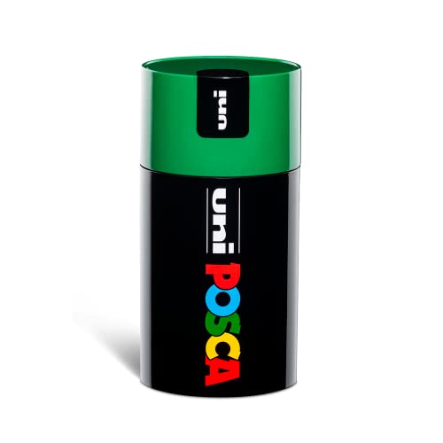 Posca UNI GIFT BOX - 18 Marker Stifte in verschiedenen Farben - mittlere Rundspitze - 2,5 mm Strich - Aluminium Geschenkbox - Kappenfarbe: grün