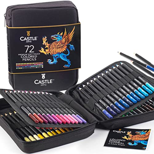 Castle Art Supplies 72 Buntstifte Set | Hochwertige Farbminen mit weichem Kern für erfahrene Künstler, Profi- und Farbkünstler | In übersichtlichem, robustem Reißverschlussetui