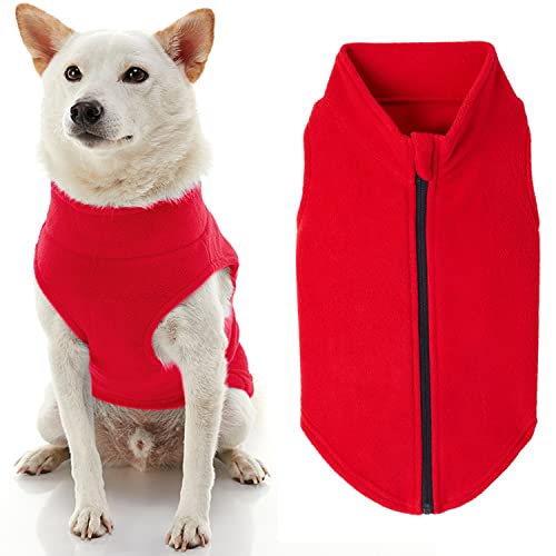 Gooby Hundepullover aus Fleece, mit Reißverschluss, Rot, Größe 3XL, warm, für kleine Hunde, Jungen und mittelgroße Hunde