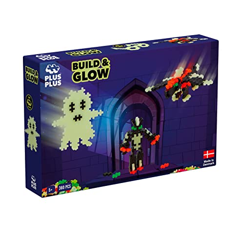 Plus-Plus 9603808 Mini Geniales Konstruktionsspielzeug, Build and Glow, nachtleuchtendes Bausteine-Set, 360 Teile