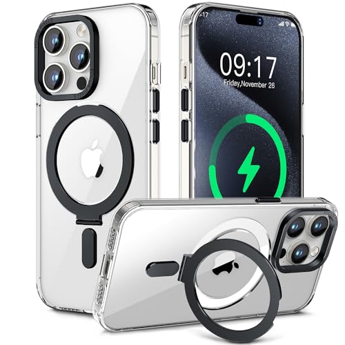 Hülle MagSafe für iPhone 15 Pro Max - 【Magnetisch Ständer Ring 】【Handyhülle Durchsichtig】【Kameraschutz Kratzfest】【 Stoßfest Case】 Schutzhülle Transparent für 15 ProMax (6.7'')