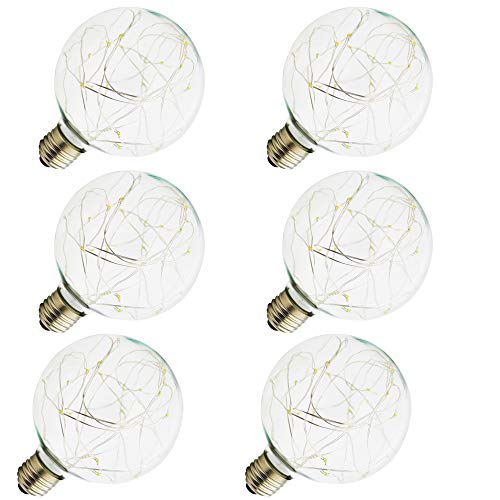 6 Stück Chaozan® E27 Neue,LED Edison Vintage Lampe Glühbirnen, Energiesparlampen G95 / 3W, AC220V, Sphärische Glühlampe ，2700K Warmes Weiß,Klarglas mit hoher Durchlässigkeit