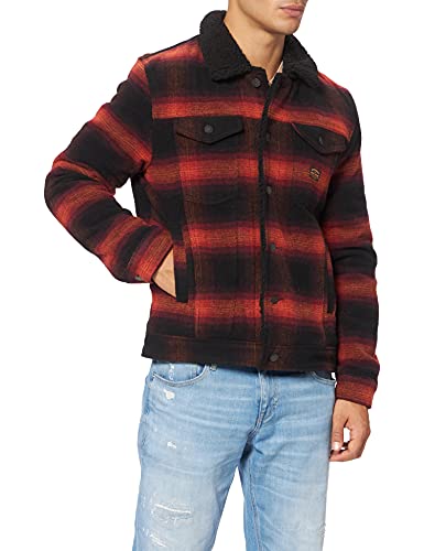 Superdry Mens Highwayman Wool Sherpa Trucker Jacket, Redwood Ombre, XL