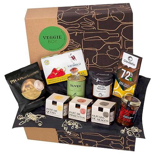 Feinkost-Präsentkorb Veggie-Box Spanien | Ideale Geschenkidee für Freunde der vegetarischen Küche & Vegetarier | Exquisite Auswahl an Tapas-Klassikern geschenkfertig in Geschenk-Box