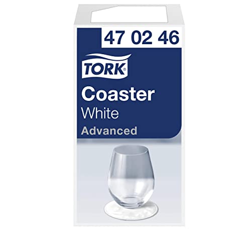 Tork 470246 Untersetzer weiß für Gläser und Tassen in Advanced-Qualität / extra dickes Papier / idealer Schutz vor Feuchtigkeit / Ø 9cm / 12 x 250 Untersetzer (3.000 Stück)
