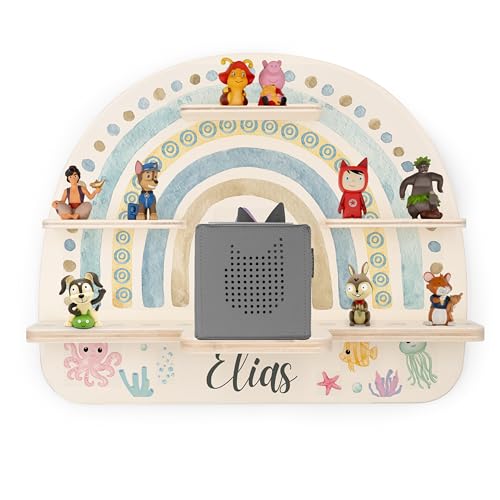 KIDSMOOD Toniebox Regal für Kinderzimmer, personalisiert mit Wunschnamen, Wandregal zur Aufbewahrung von Musikbox und Toniefiguren [50x40x17,5 cm]
