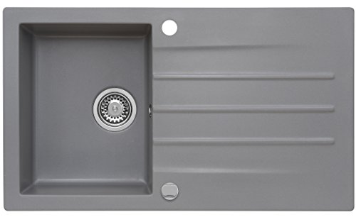 AXIS KITCHEN Mojito 100 Küchenspüle Farbe Axis Moonlight Grey Grau Material Axigranit 50er Unterschrank Spülbecken Siphon, Exzenterbedienung, Ausschnittschablone