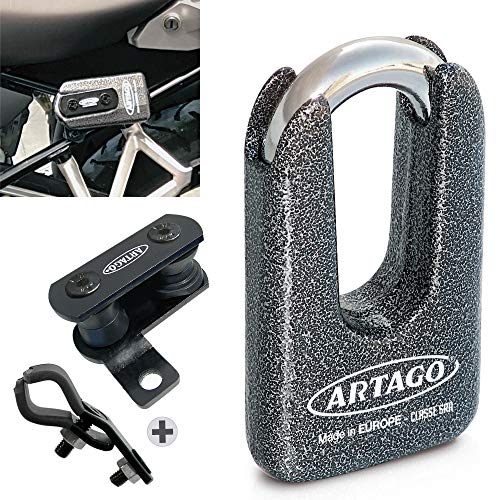 Artago 69T5 Anti-Diebstahl-Vorhängeschloss für Monster und Diavel, doppelter Verschluss ø15 Zertifiziert nach SRA, Sold Secure Gold, ART4, Metall