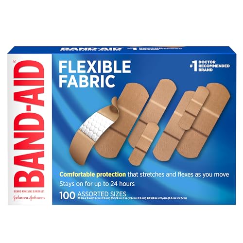 Band-Aid Marken Flexible Gewebebandagen zur Wundpflege und Erste Hilfe | verschiedene Größen | 100 ct