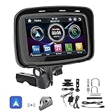 12,7 cm (5 Zoll) Motorrad GPS Navigator // Level 7 Wasserdicht/Sat Nav/Dual Bluetooth/Wireless Carplay/Android Auto/Touch Screen IPS/Mobile Screen Projection/WiFi 5G BT EQ MP3 Player Navigation für