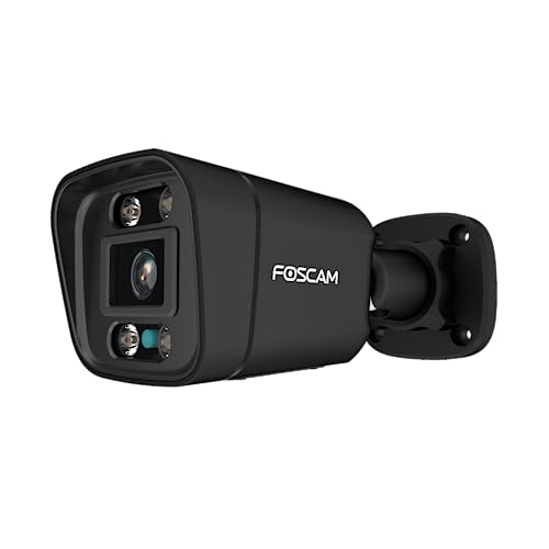Foscam V5EP PoE IP-Kamera für den Außenbereich, 5 MP, mit Scheinwerfern und schwarzer Sirene