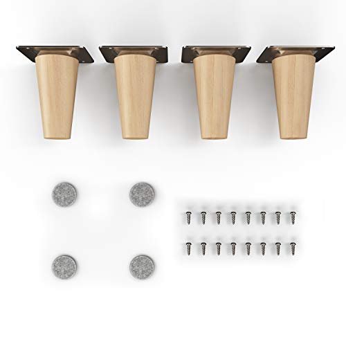sossai® Holz-Möbelfüße - Clif Round | Öl-Finish | Höhe: 8 cm | HMF1 | rund, konisch (gerade Ausführung) | Material: Massivholz (Buche) | für Stühle, Tische, Schränke etc.