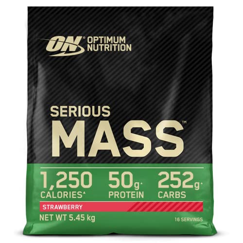 3 x Optimum Nutrition Serious Mass, 5455g Beutel , Erdbeere (3er Pack)