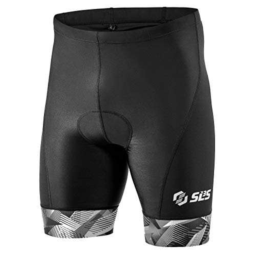 SLS3 Triathlon Hose Herren | 2 Taschen Tri-Short | FX Tri Shorts | Gepolstert Schwarz (Black/Gray Geo, XL)