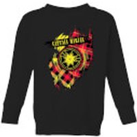 Captain Marvel Tartan Patch Kids' Sweatshirt - Black - 7-8 Jahre - Schwarz