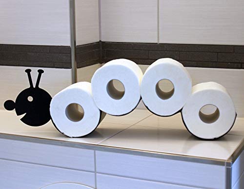DanDiBo Toilettenpapierhalter Raupe WC Ersatzrollenhalter Toilettenrollenhalter Wandmontage Schwarz Metall Papierhalter Rollenhalter