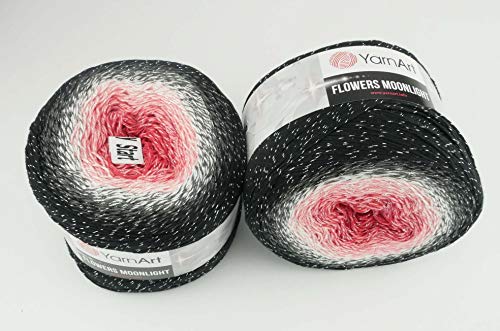 YarnArt Flowers 520 Gramm Bobbel Wolle mit Glitzer und Farbverlauf, 53% Baumwolle, Bobble Strickwolle Mehrfarbig 1000m (3260)