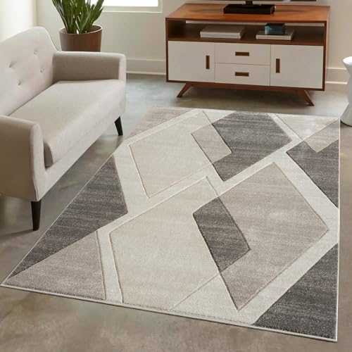 carpet city Teppich Kurzflor Braun - 160x230 cm - Moderne Wohnzimmer-Teppiche Raute-Muster mit 3D-Optik - Flachflor Bodenbelag Deko Schlafzimmer, Esszimmer