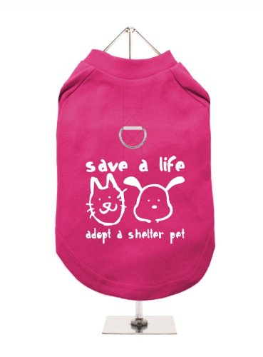 "Save a life, Adopt A Shelter Pet" UrbanPup Hunde/Shirt (Fuchsia/Weiß)