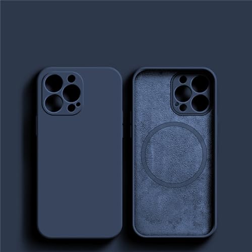 TISGET Für magnetische Hülle für iPhone 15 14 13 12 11 Pro Max Mini X XR XS 8 Plus Flüssigsilikon Wireless Charge Cover, Blau, für iPhone SE 2020