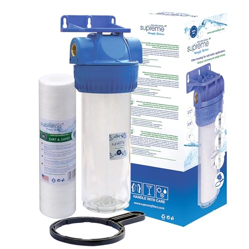 Wasserfilter Set 10" 3/4” Gehäuse + Filter + Schlüssel Wasserfiltergehäuse Vorfilter SUPREME H103-S34-SET1 Wasserfiltration | Filtereinsatz | Wasserfilterkartusche