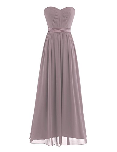 TiaoBug Damen Kleid Elegant Abendkleider Lang Chiffon Brautjungfernkleid festlich Hochzeits Kleider Cocktailkleid Dusty Mauve 44