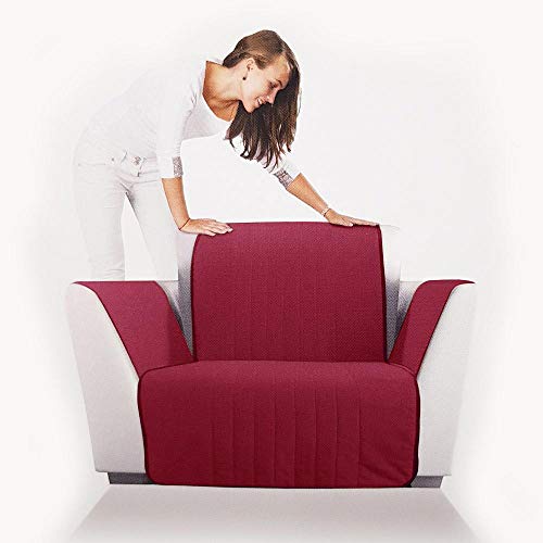 Caleffi Sofaüberwurf für 1-Sitzer, zweifarbig, Bordeaux, aus Baumwolle, 78202