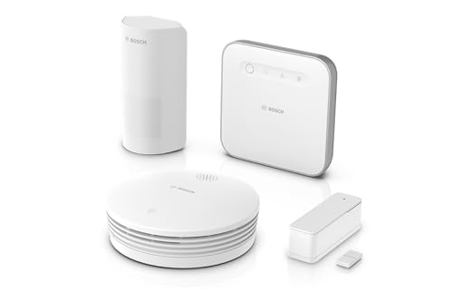 Bosch Smart Home Starter-Paket Sicherheit II, zuverlässiger Schutz bei Brandgefahr und Einbruch, kompatibel mit Apple Homekit, Amazon Alexa und Google Assistant