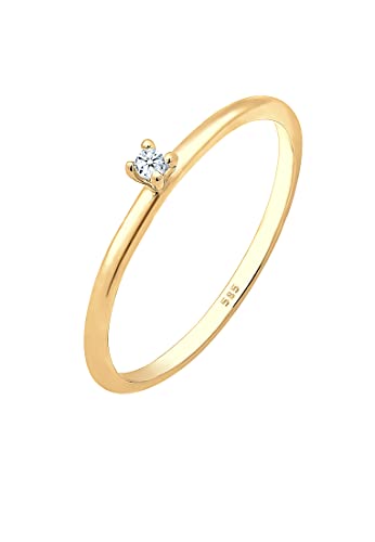 Diamore Ring Damen Verlobung Solitär mit Diamant (0.02 ct.) in 585 Gelbgold