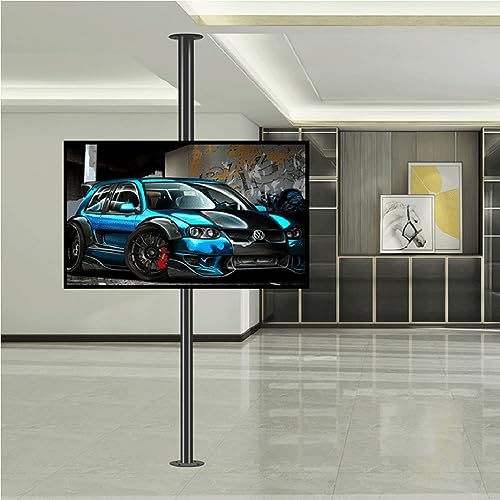 Verstellbare, neig- und schwenkbare TV-Deckenhalterung – tragbarer TV-Bodenständer, LCD-TV mit 360 Grad drehbarem Rahmen, passend für 32–75 Zoll große LED-Bildschirme, drehbares Trennwandregal (einfar
